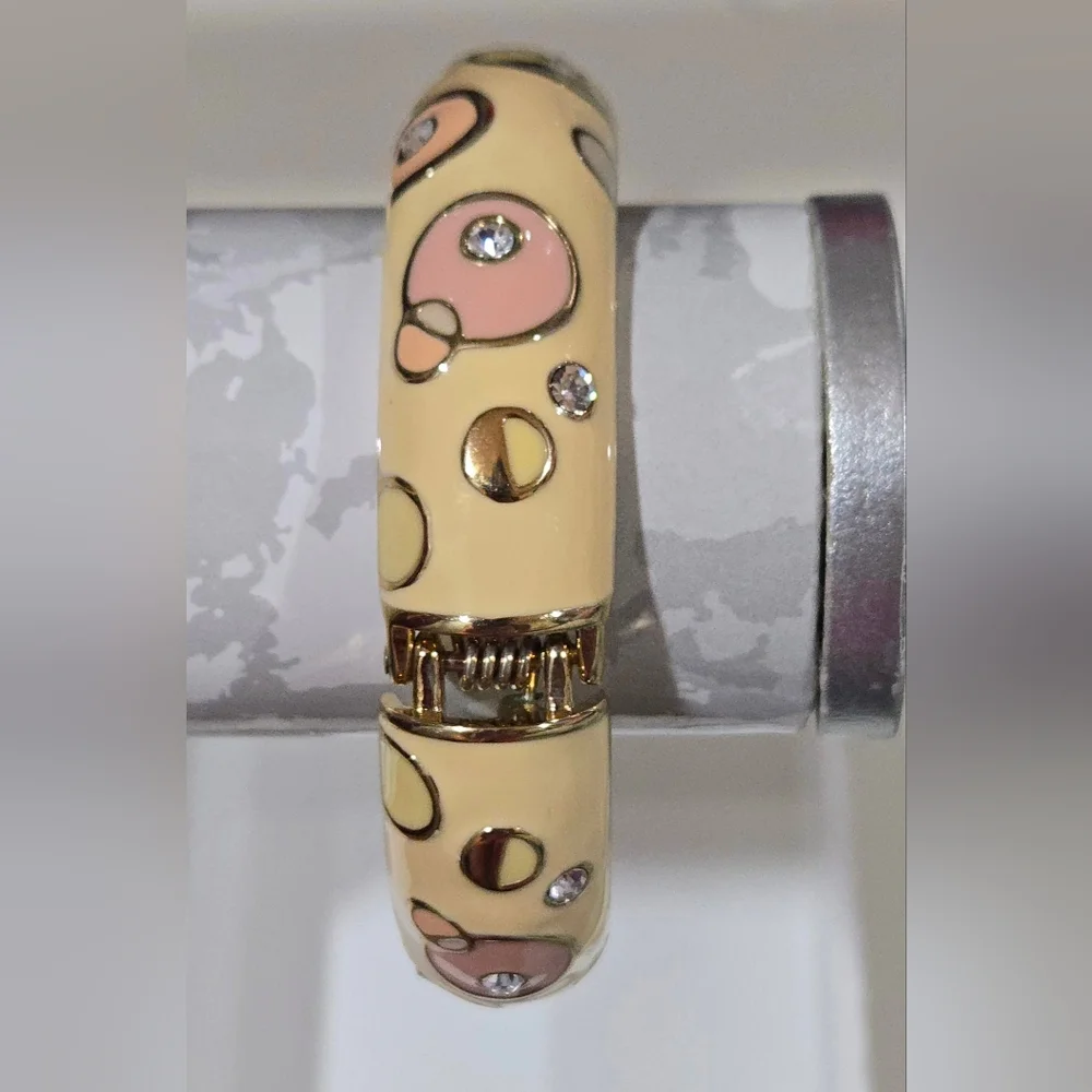 Nordstrom Sequin Bubble Enamel Sparkling Crystals Hinge Bangle‎ Bracelet NWOT